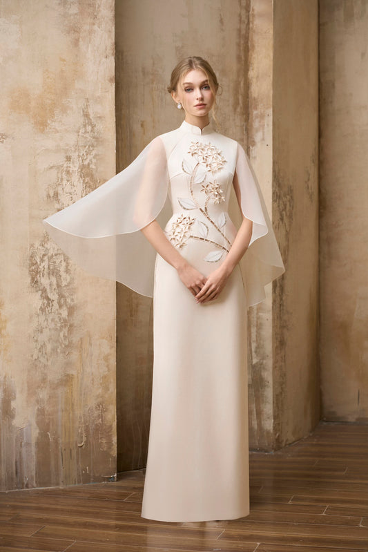 Ixora Flower Embroiders I-line Dress