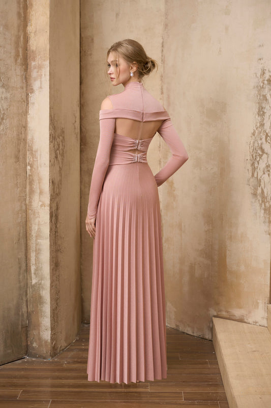 Pink Pleated Maxi Dress