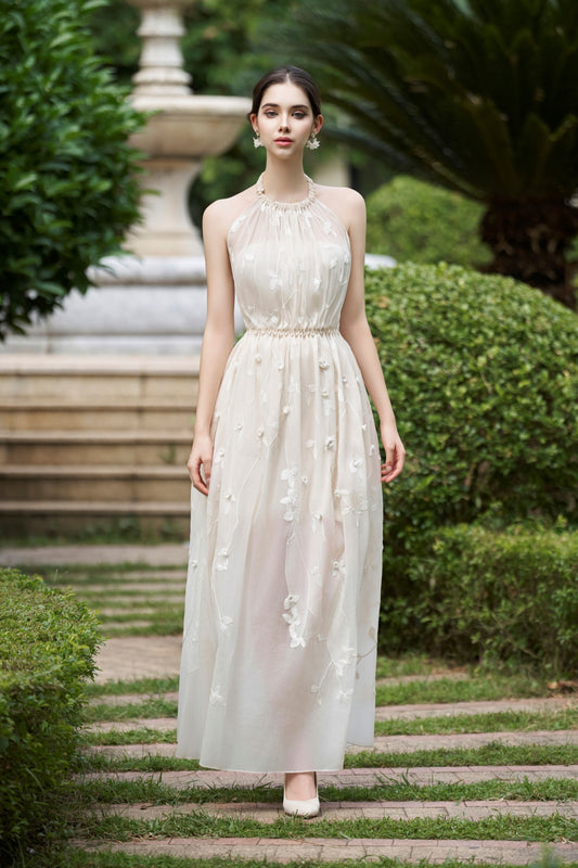 Ivory Floral Midi Dress