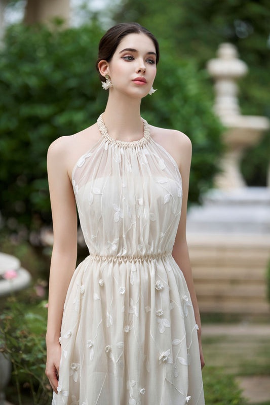 Ivory Floral Midi Dress