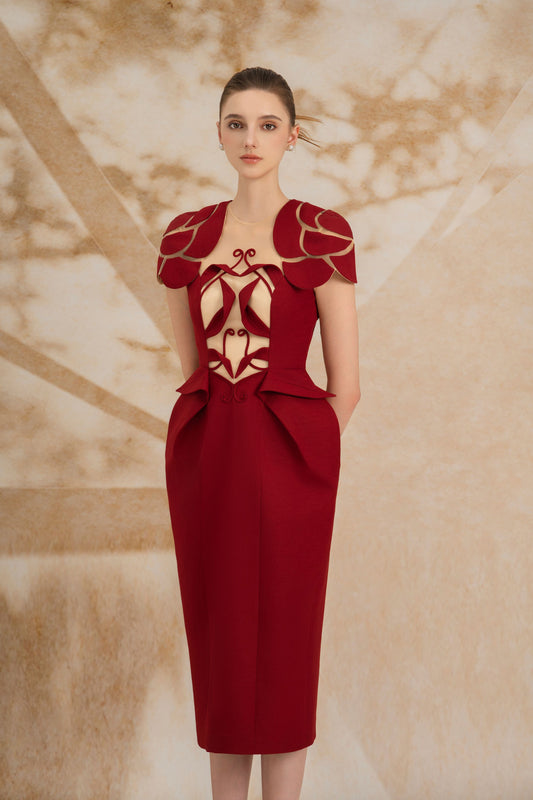 Red Rose Pencil Dress