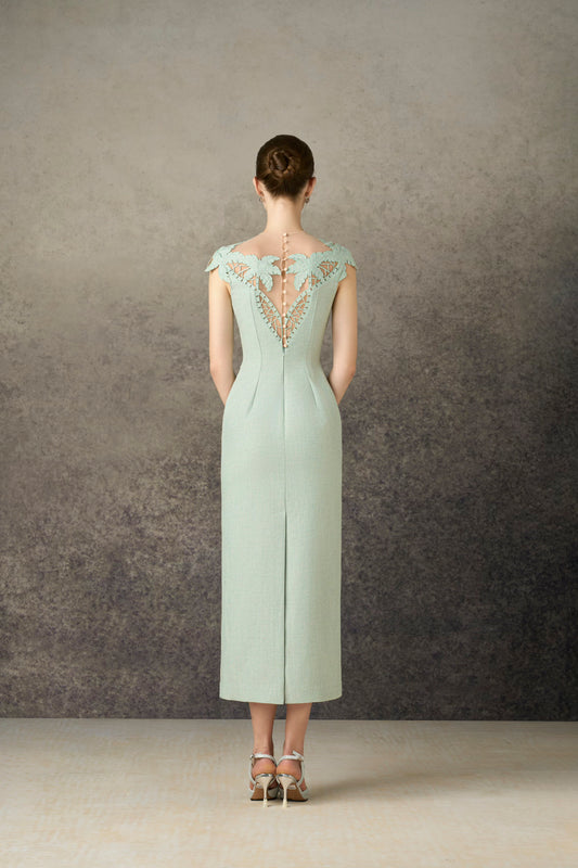 Mint Embroidery Chopical I-line Dress