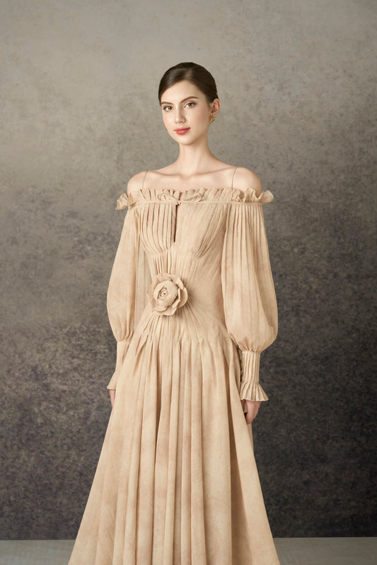 Off-Shoulder Draping Maxi Dress
