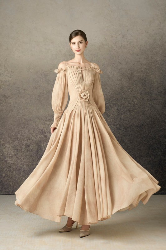 Off-Shoulder Draping Maxi Dress