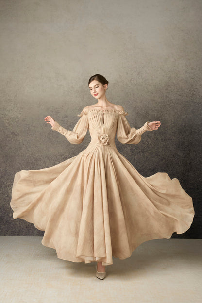 Off-Shoulder Draping Maxi Dress