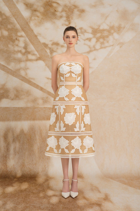 Beige Cup Lace Dress