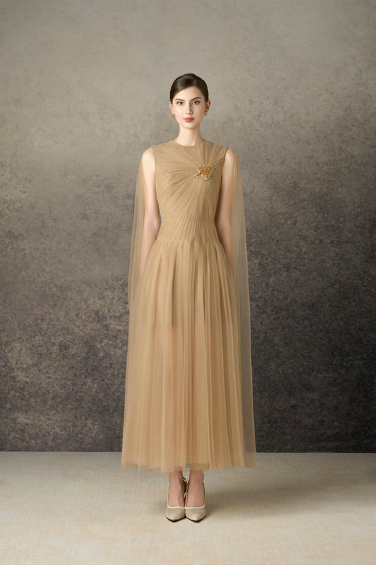 Heart Gold Midi Dress