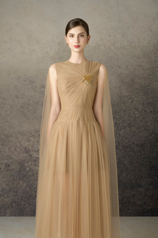 Heart Gold Midi Dress