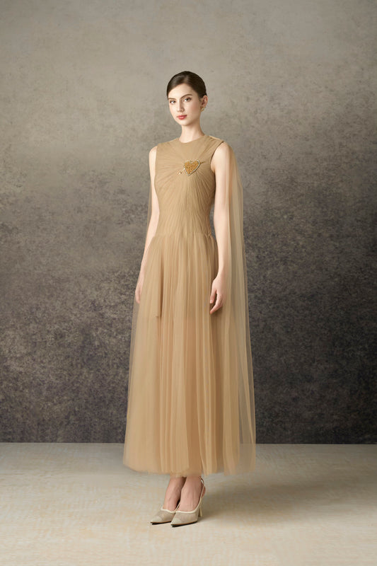 Heart Gold Midi Dress