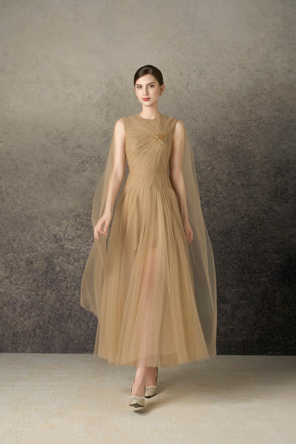 Heart Gold Midi Dress
