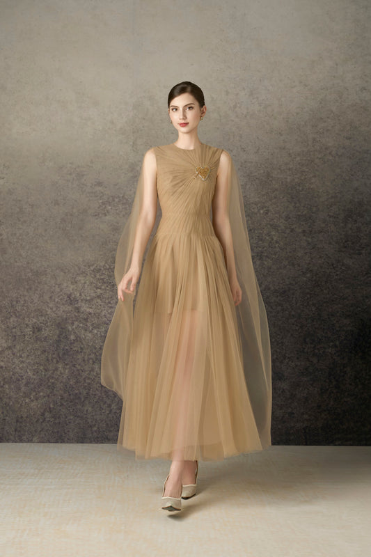 Heart Gold Midi Dress
