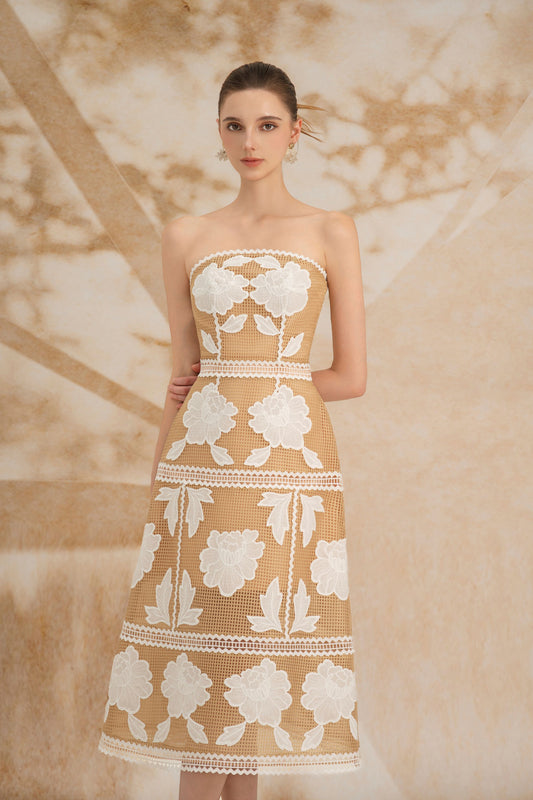 Beige Cup Lace Dress