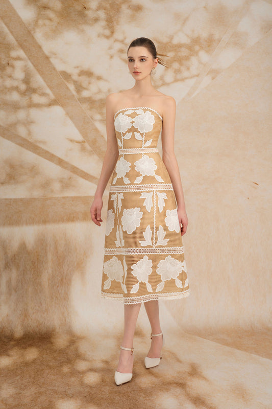 Beige Cup Lace Dress