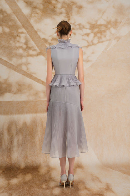 Sleeveless Iris Pleated Set