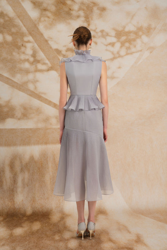 Sleeveless Iris Pleated Set