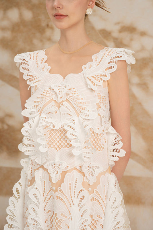 BabyDoll White Mini Lace Dress