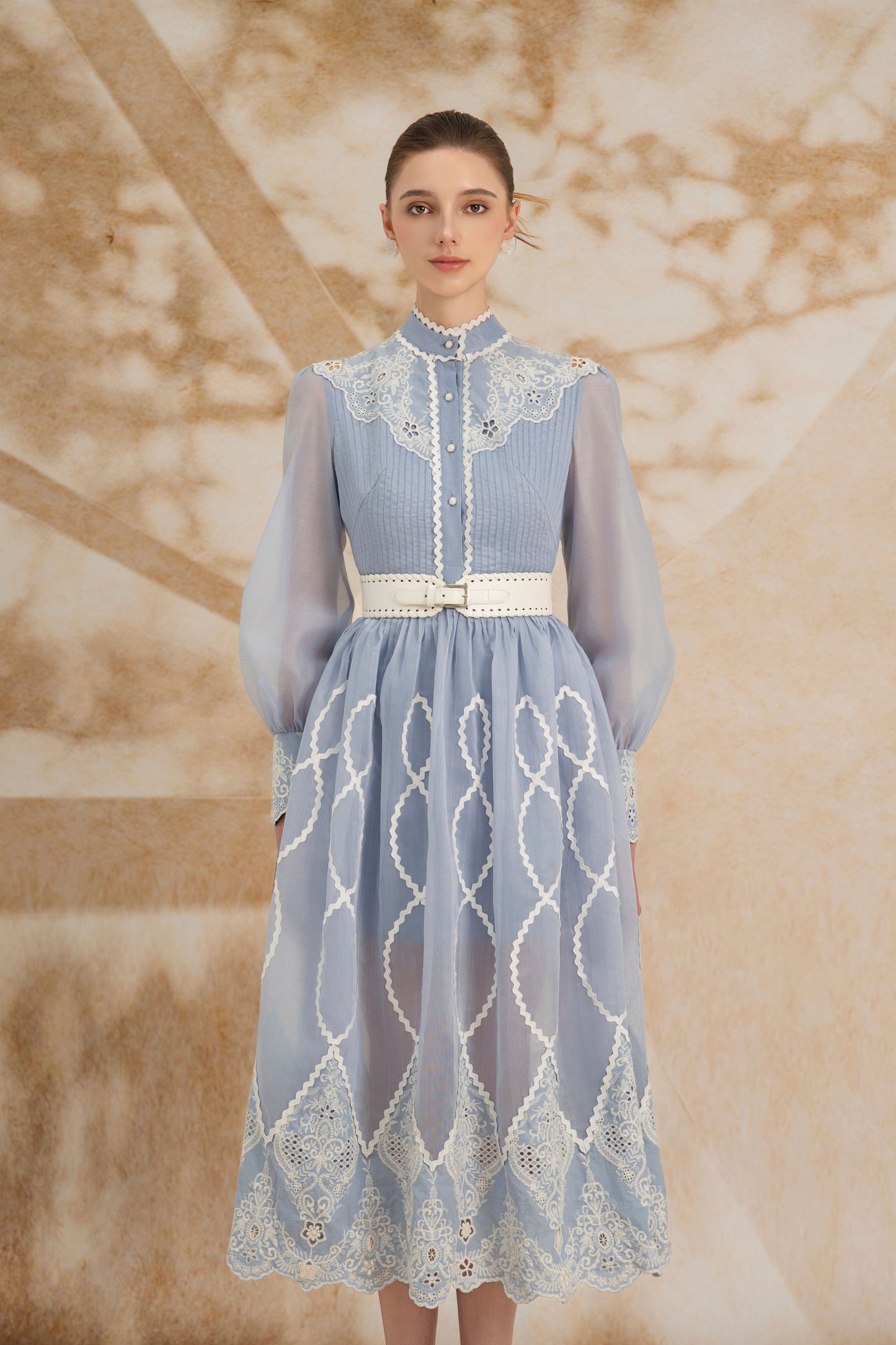 Blue Midi Lace Dress