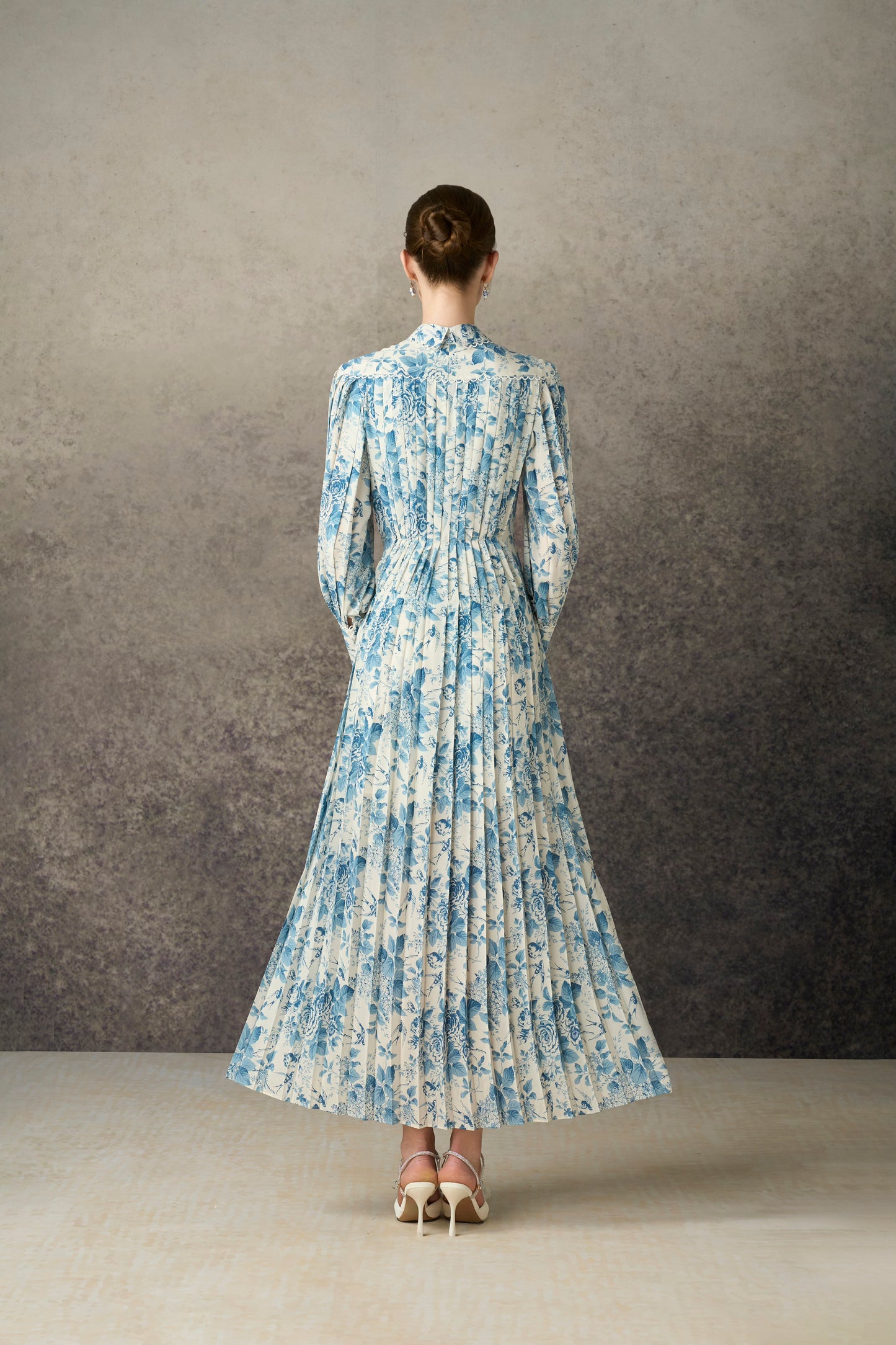 Silk Texture Blue Midi Dress
