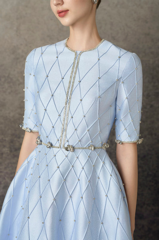 Taffta Blue Midi Dress