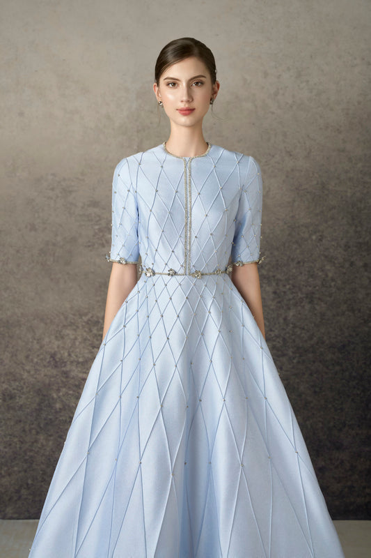 Taffta Blue Midi Dress