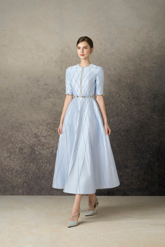 Taffta Blue Midi Dress
