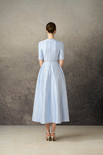 Taffta Blue Midi Dress