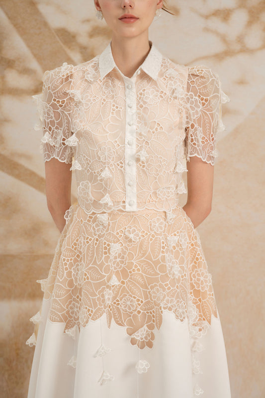 Floral White Lace Set