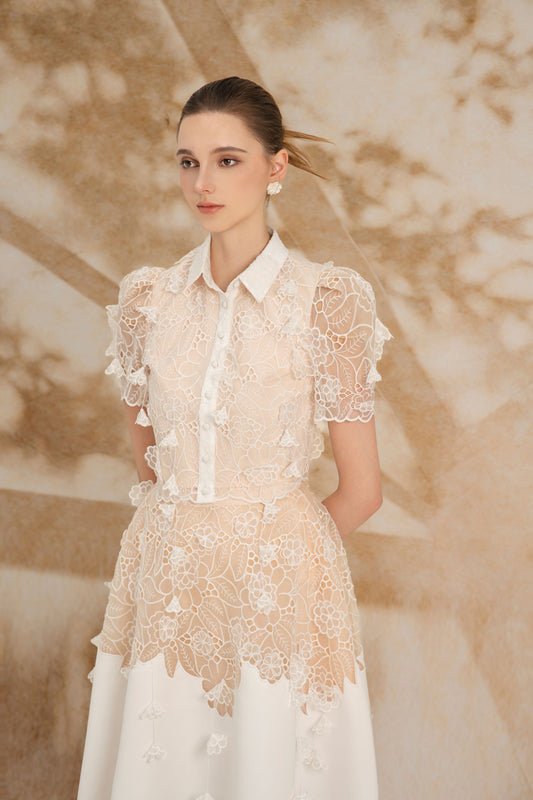 Floral White Lace Set