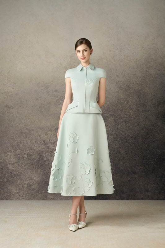 Mint Satin Hibiscus Blazer