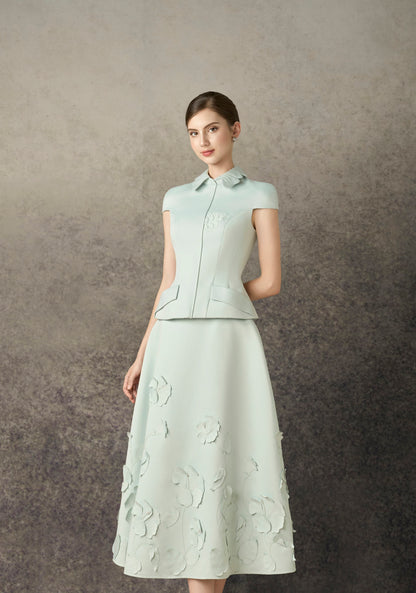 Mint Satin Hibiscus Blazer