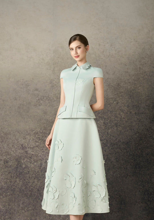 Mint Satin Hibiscus Blazer
