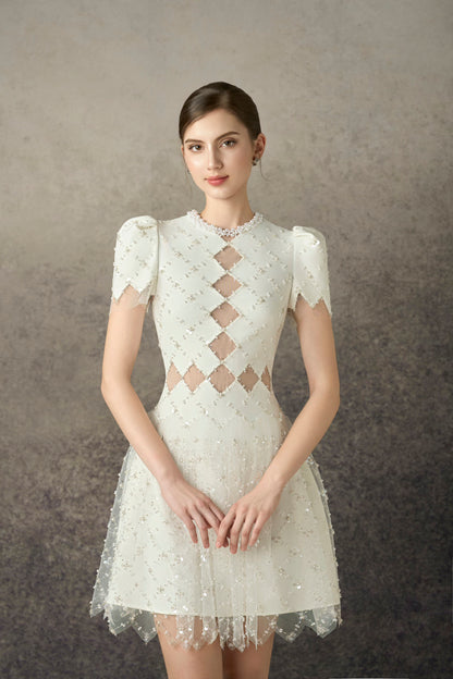 Square Beaded Mini Dress