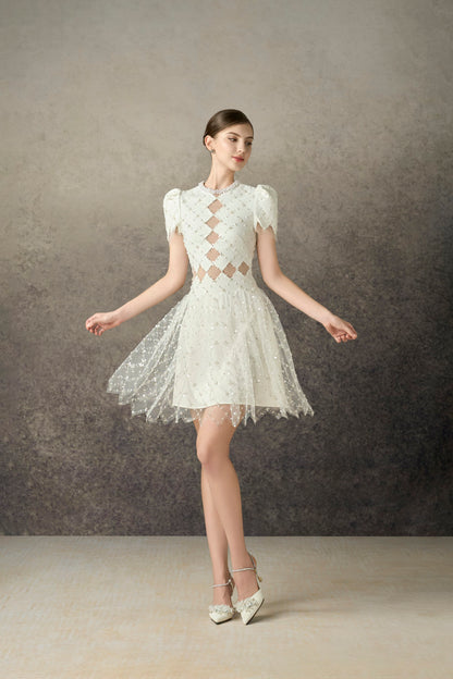 Square Beaded Mini Dress