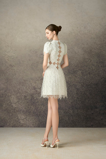 Square Beaded Mini Dress