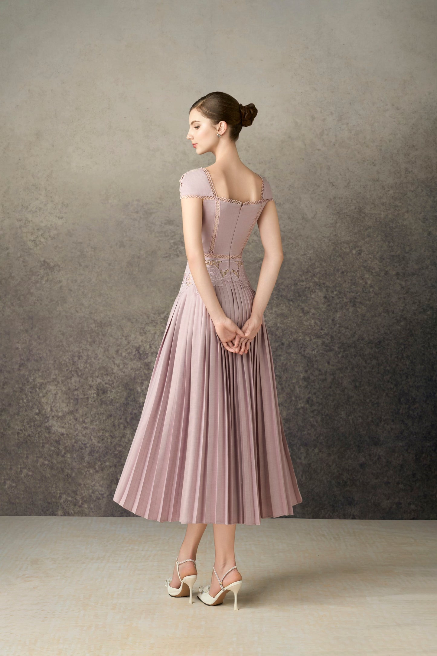 Rose Embroidery Midi Dress