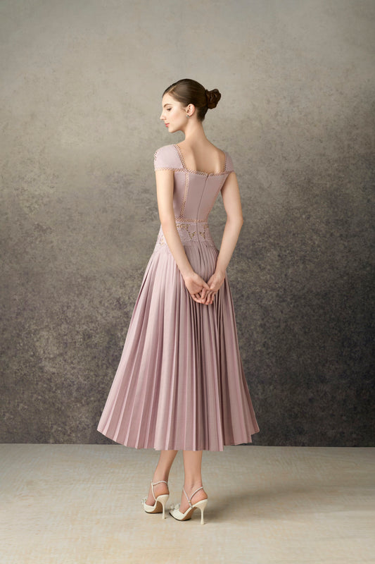 Rose Embroidery Midi Dress