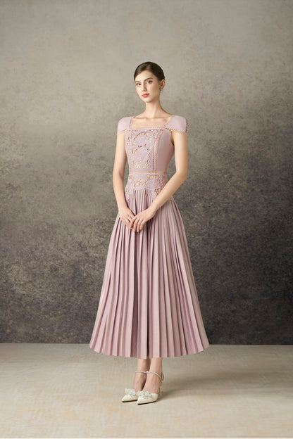 Rose Embroidery Midi Dress