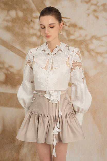 White Floral Lace Blouse