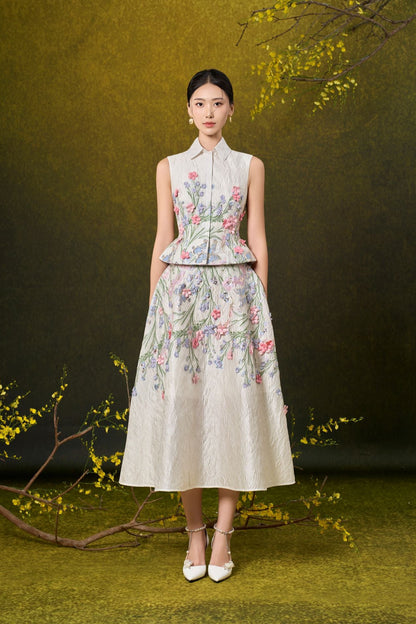 Ivory Floral Jacquard Set