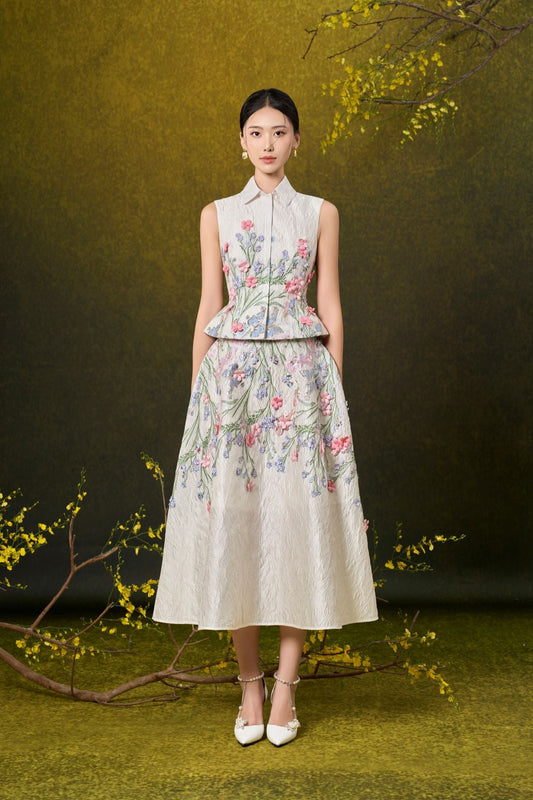 Ivory Floral Jacquard Set