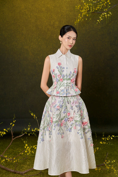 Ivory Floral Jacquard Set