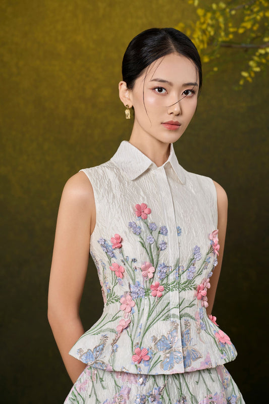 Ivory Floral Jacquard Set