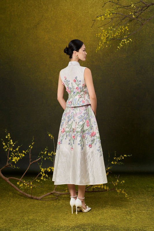 Ivory Floral Jacquard Set
