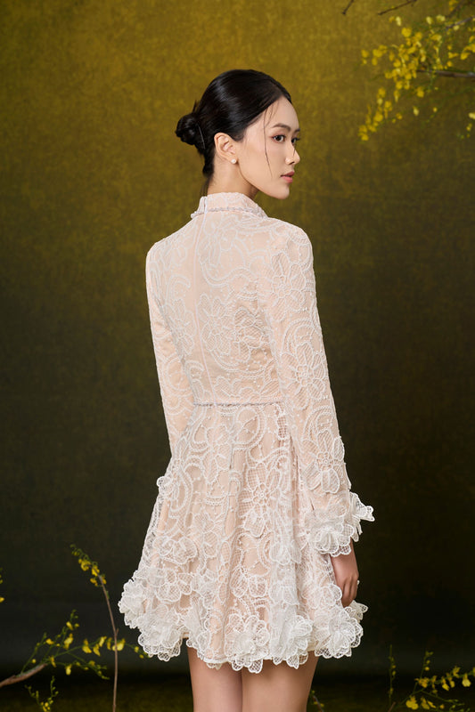 White Rose Mini Lace Dress