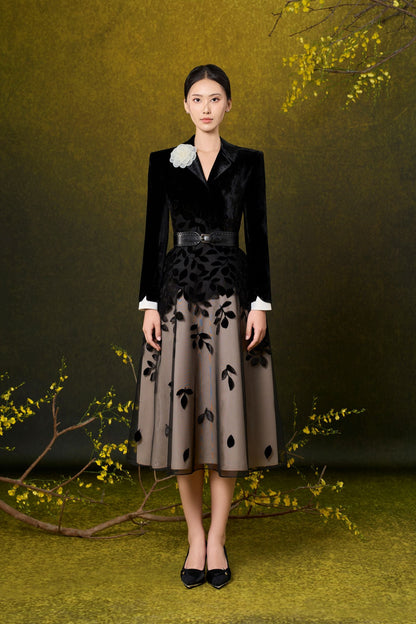 Long Sleeve Velvet Midi Dress