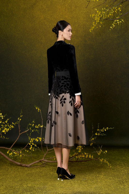 Long Sleeve Velvet Midi Dress
