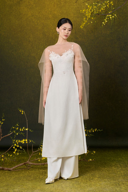 White Floral Ao Dai