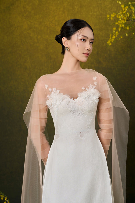 White Floral Ao Dai