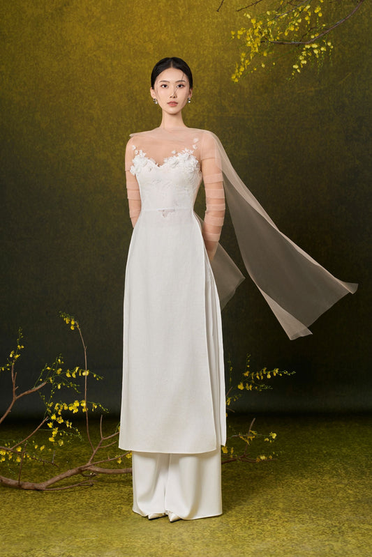 White Floral Ao Dai