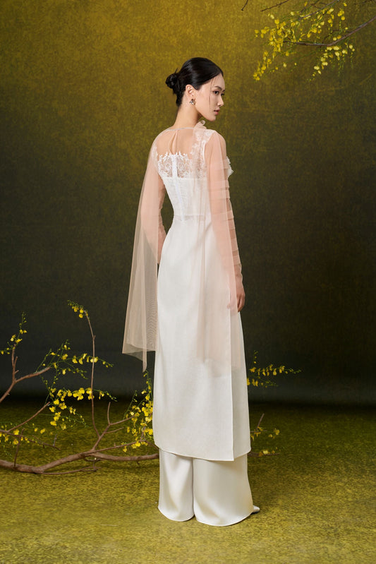 White Floral Ao Dai